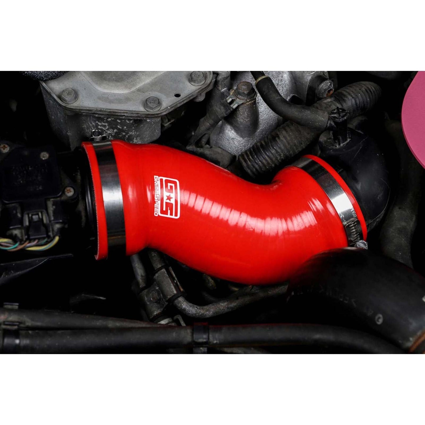 GrimmSpeed Post MAF Hose Kit Red w/ OEM Sound Generator Tube Delete - 2008-2014 Subaru WRX / STI / 2018-2021 STI