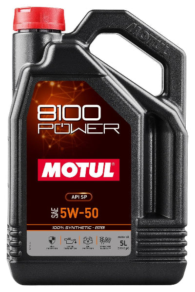 Motul 8100 POWER 5w-50 100% Synthetic Engine Oil (5 Liter) - Universal
