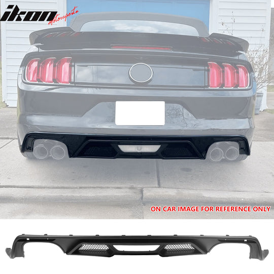 2015-2017 Ford Mustang GT500 Style Rear Diffuser Bumper Matte Black PP