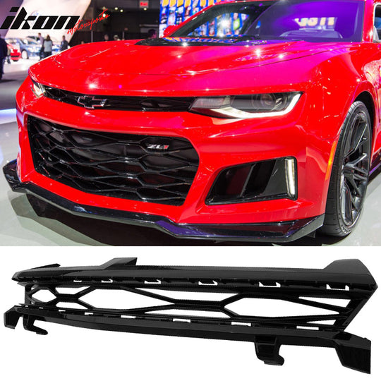 2016-2018 Chevy Camaro 2Dr ZL1 Style Unpainted Black Upper Grille ABS
