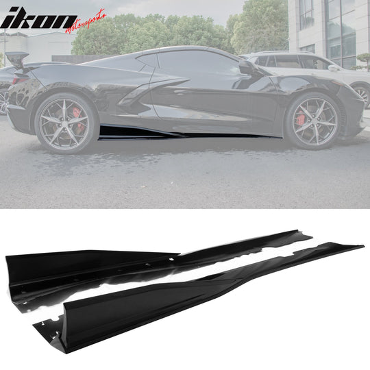 2020-2025 Chevy Corvette C8 IKON V1 A Style Gloss Black Side Skirts PP