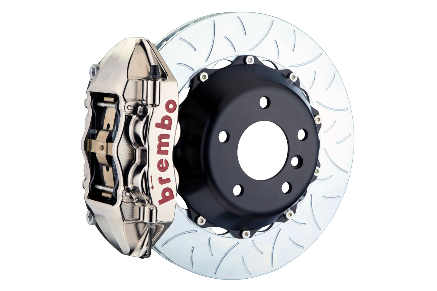 Brembo GT Systems 4 Piston Rear Big Brake Kit Nickle Plated Slotted Rotors - 2008-2015 Mitsubishi Evo X