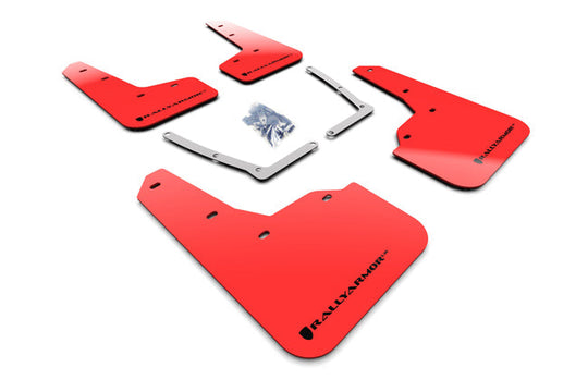 Rally Armor UR Mudflaps Red Urethane Black Logo - 2016-2019 Honda Civic
