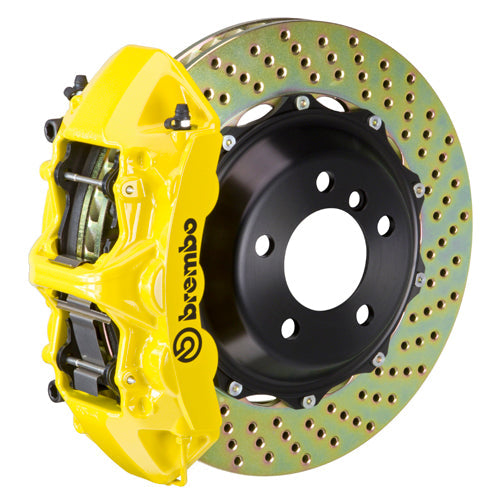 Brembo GT Systems Monobloc 6 Piston Front Big Brake Kit Yellow Drilled Rotors - 2017-2020 Honda Civic Type R/SI