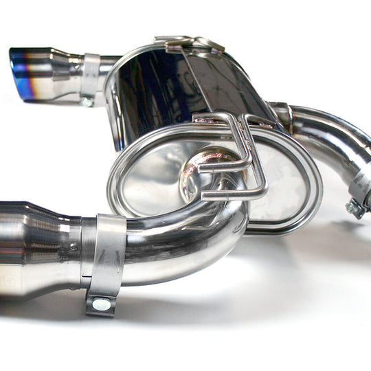 Invidia Q300 Dual Exit Cat Back Exhaust - Titanium Burnt Tips - 2008-2015 Mitsubishi Evo X