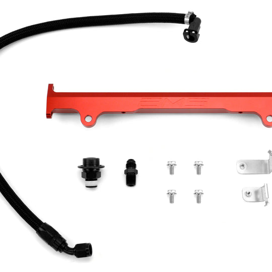 AMS Fuel Rail w/ Pulsation Damper Red - 2008-2015 Mitsubishi Evo X