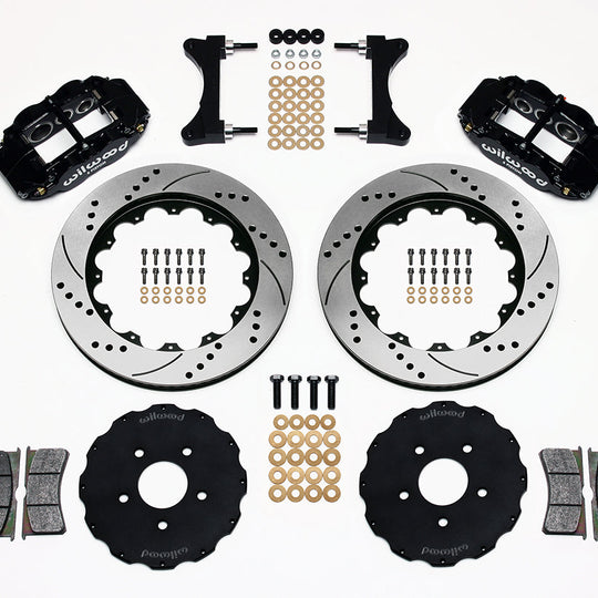 Wilwood FNSL6R 14in Front Kit Drilled / Slotted Black - 2003-2006 Mitsubishi Evo 8/9