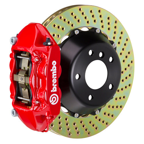 Brembo GT System 4 Piston Front Brake Kit Red Drilled Rotors - Volkswagen Models (inc. 2006-2014 GTI)
