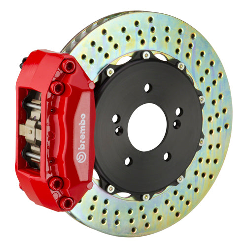 Brembo GT System 4 Piston Front Brake Kit Red Drilled Rotors - Volkswagen Models (inc. 2000-2005 GTI)