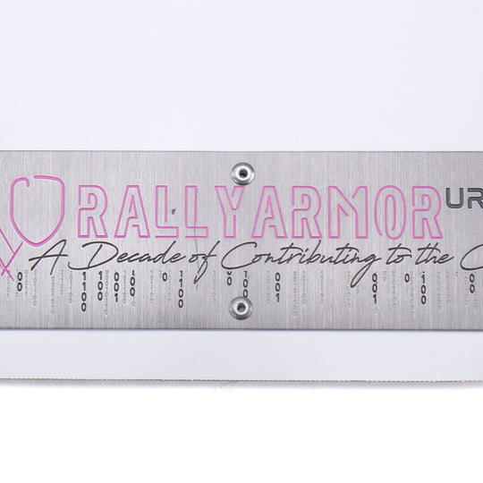 Rally Armor UR Mudflaps Breast Cancer Awarness White w/ Silver Emblem - 2015-2021 Subaru WRX / STI