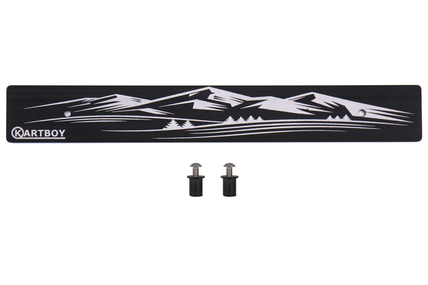 Kartboy Front License Plate Delete (Black w/ Mountain Logo) - Universal