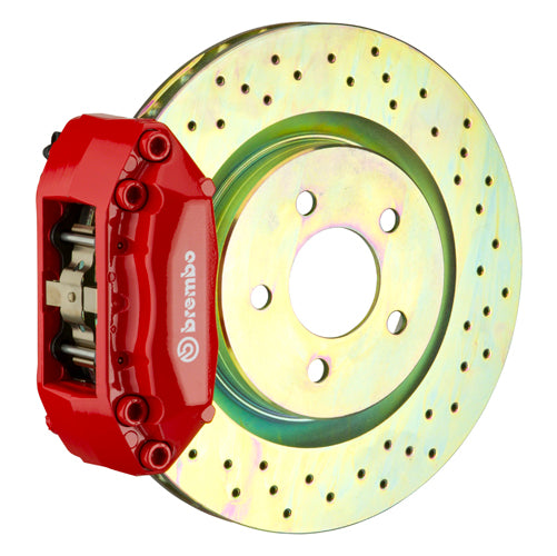 Brembo GT System 4 Piston Front Brake Kit Red Drilled Rotors - Volkswagen Models (inc. 2000-2005 GTI)