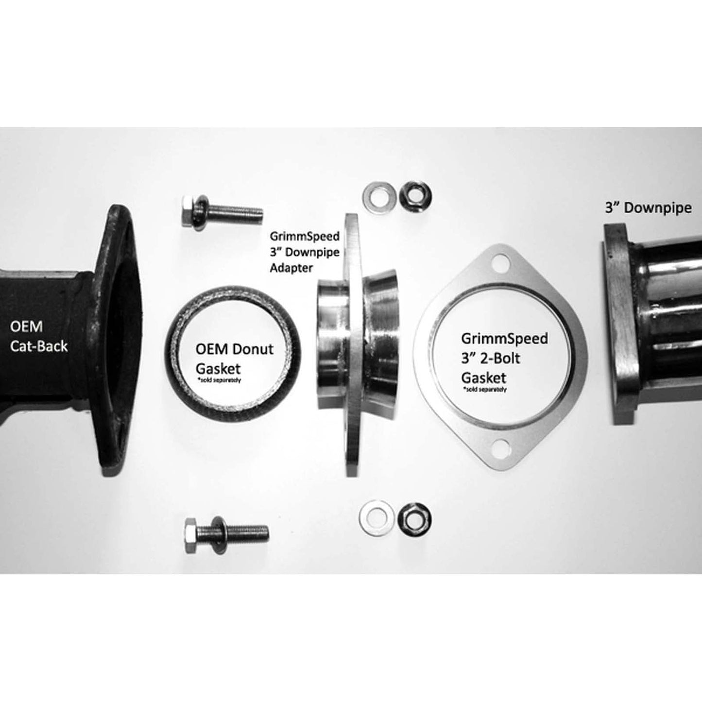 GrimmSpeed 3in Downpipe to Stock Cat-Back Adapter - Subaru Turbo Models (inc. 2015-2021 WRX / STI)