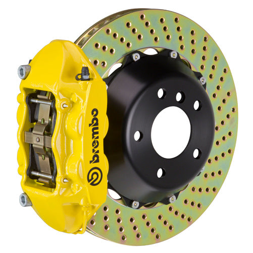 Brembo GT System 4 Piston Front Brake Kit Yellow Drilled Rotors - Volkswagen Models (inc. 2006-2014 GTI)