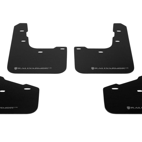 Rally Armor UR Mudflaps Black Urethane Grey Logo - 2014-2021 Ford Fiesta ST