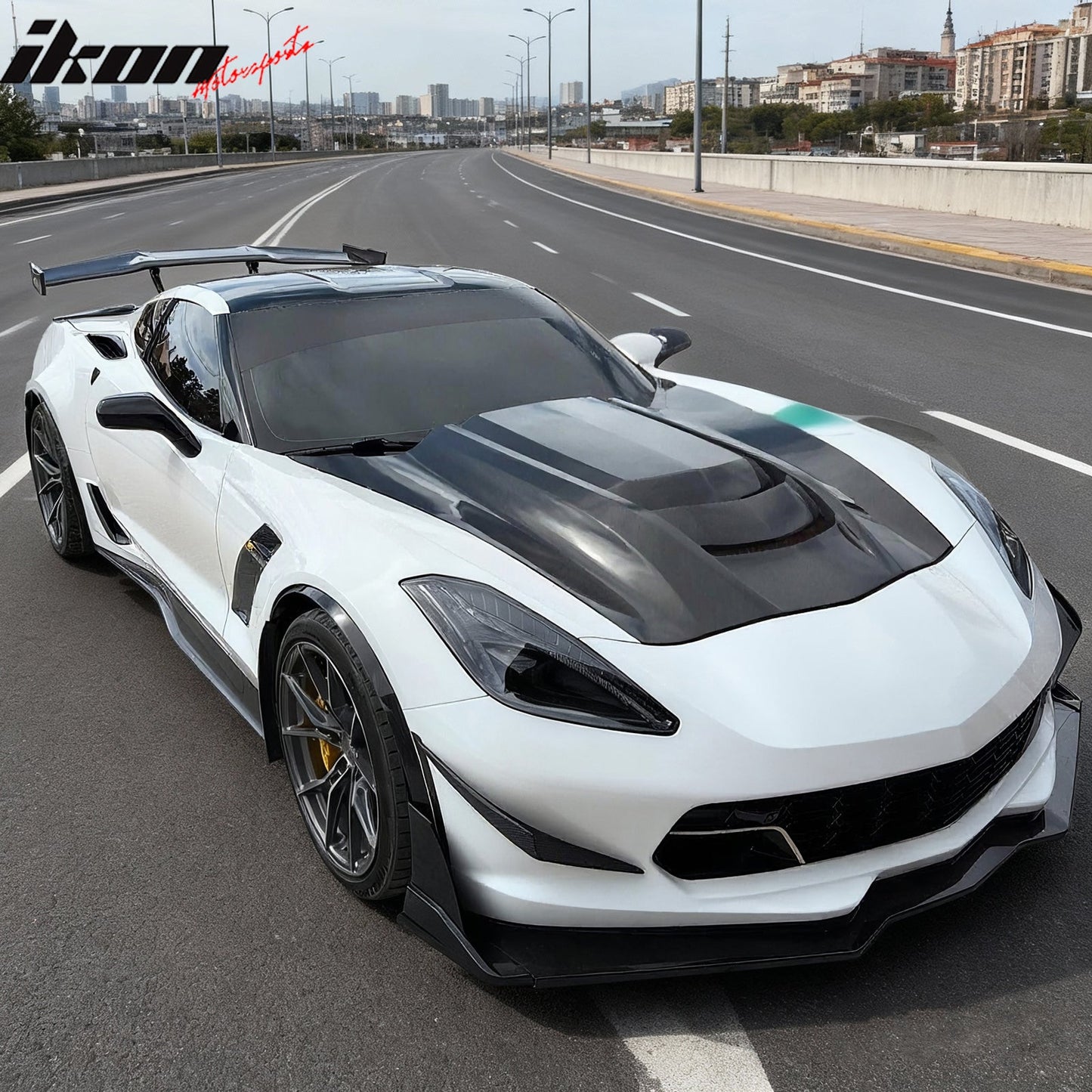 2014-2019 Chevy Corvette C7 ZR1 Style Hood Scoop Vent Black Aluminum