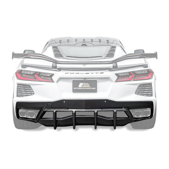 2020-Up Corvette C8 DRY CARBON FIBER Rear Bumper Diffuser Quad Exit