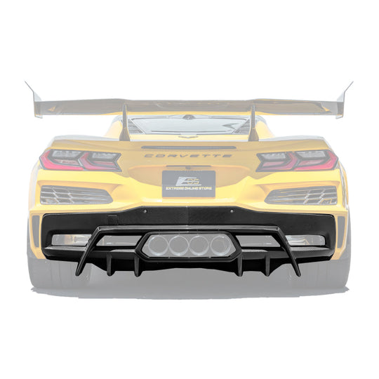 2023-Up Corvette C8 Z06 dry CARBON FIBER Rear Bumper Finned Diffuser