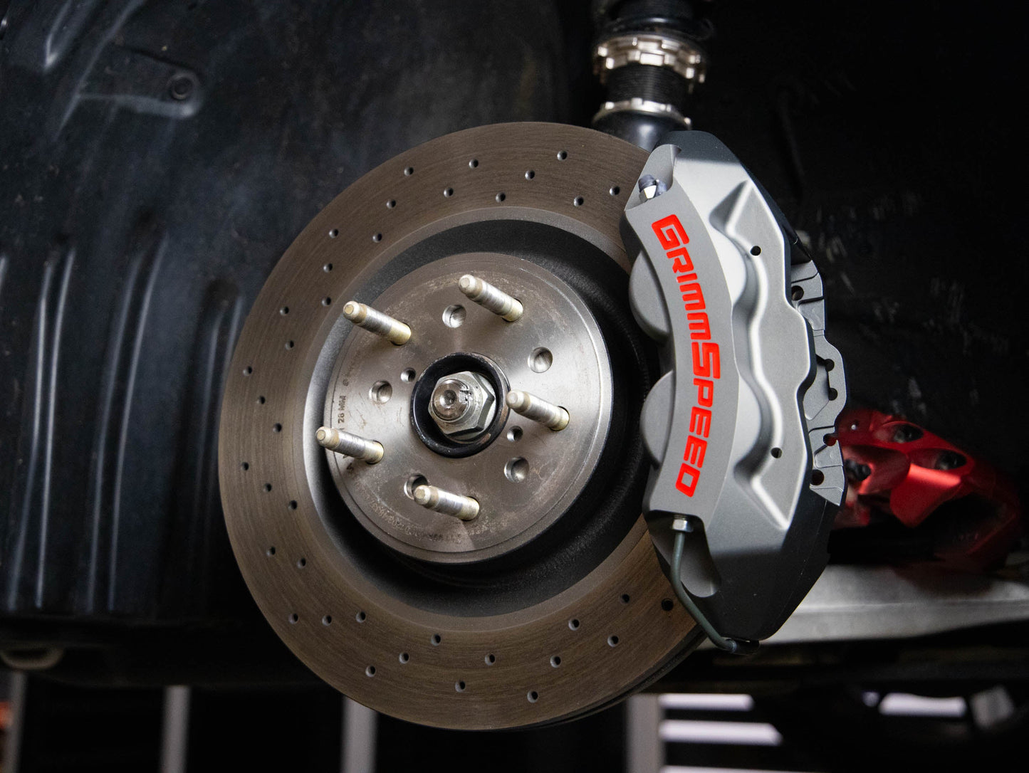 GrimmSpeed 4-Piston Brake Caliper Kit (326mm Rotor) - Gunmetal Gray - 2002-2021 Subaru WRX / STI