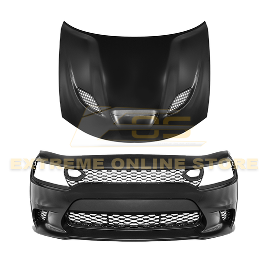 2015-Up Dodge Charger SRT Hellcat Conversion Bumper Kit & Hood Cover
