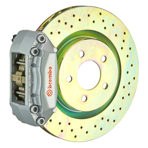 Brembo GT System 4 Piston Front Brake Kit Silver Drilled Rotors - Volkswagen Models (inc. 2006-2014 GTI)