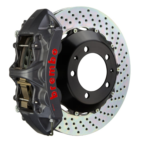 Brembo GT-S System 6 Piston Front Brake Kit Hard Anodized Drilled Rotors - Volkswagen Models (inc. 2006-2014 GTI)