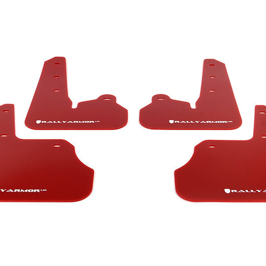 Rally Armor UR Mudflaps Red Urethane White Logo - 2012-2015 Subaru Impreza (non Aero-Kit)