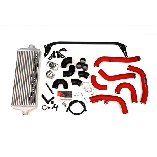 GrimmSpeed Front Mount Intercooler Kit Silver Core w/ Red Piping - 2015-2021 Subaru WRX
