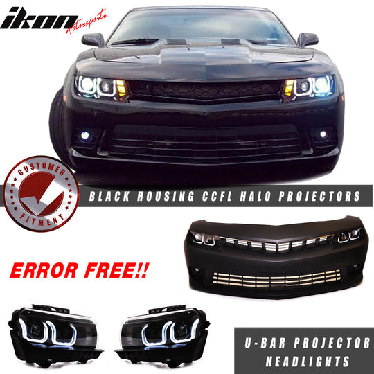 2014-2015 Chevy Camaro SS Style Front Bumper Cover CCFL Halo Headlight