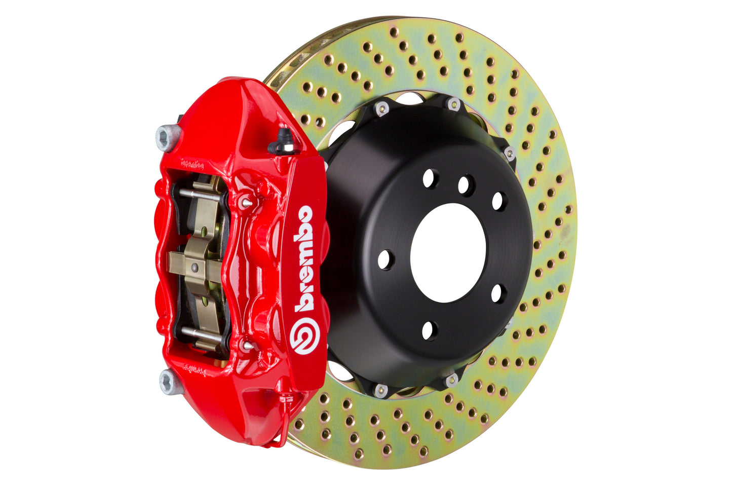 Brembo Gran Turismo Drilled Brake Kit 4 Piston 2-Piece Red Rear - 2008-2014 Subaru STI / 2010-2014 Legacy GT/3.6