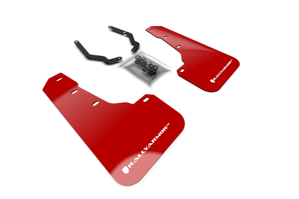 Rally Armor UR Mudflaps Lift / AT Front Only Red Urethane White Logo - 2018-2021 Subaru Crosstrek