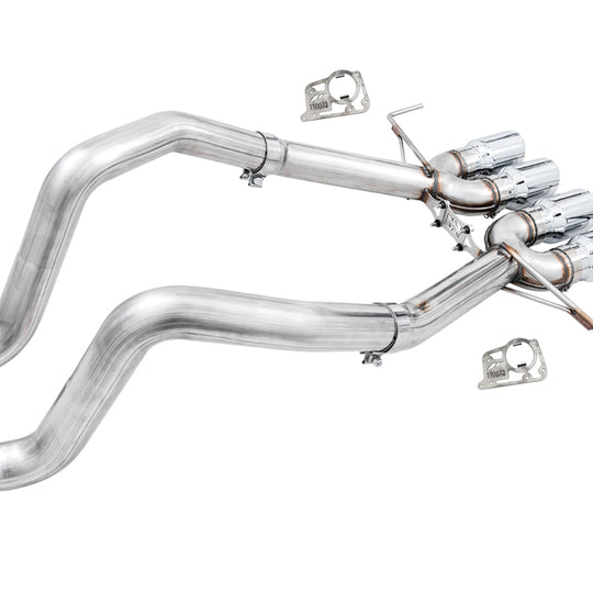 AWE Track Edition Axleback Exhaust for C7 Corvette Stingray / Z51 / Grand Sport / Z06 / ZR1 -- Chrome Silver Tips (includes AWE AFM valve simulators)