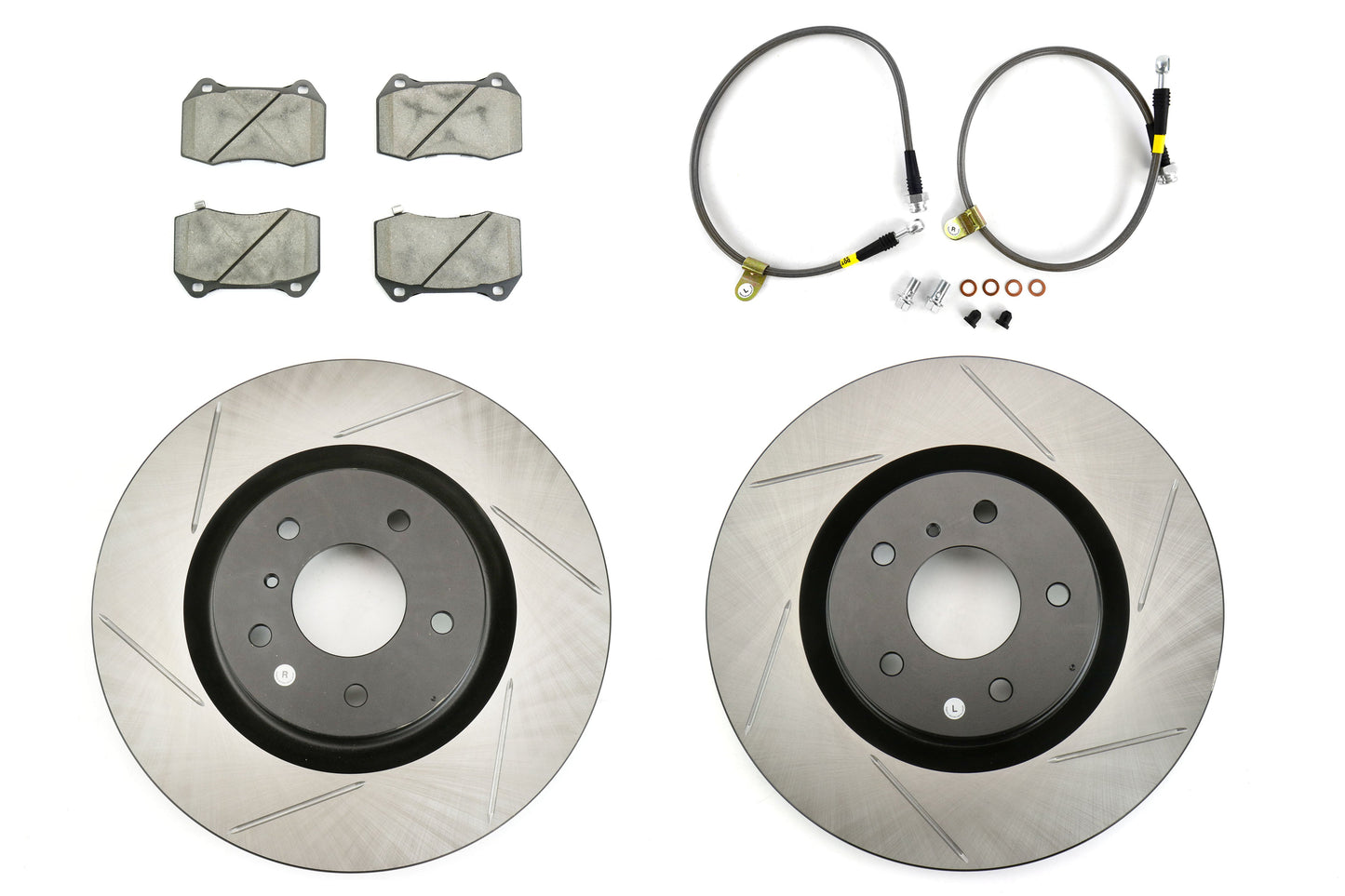 Stoptech Sport Kit w/ Brembo Brakes Front Slotted - 2003-2009 Nissan 350Z / Infiniti G35 (w/OEM Brembo)