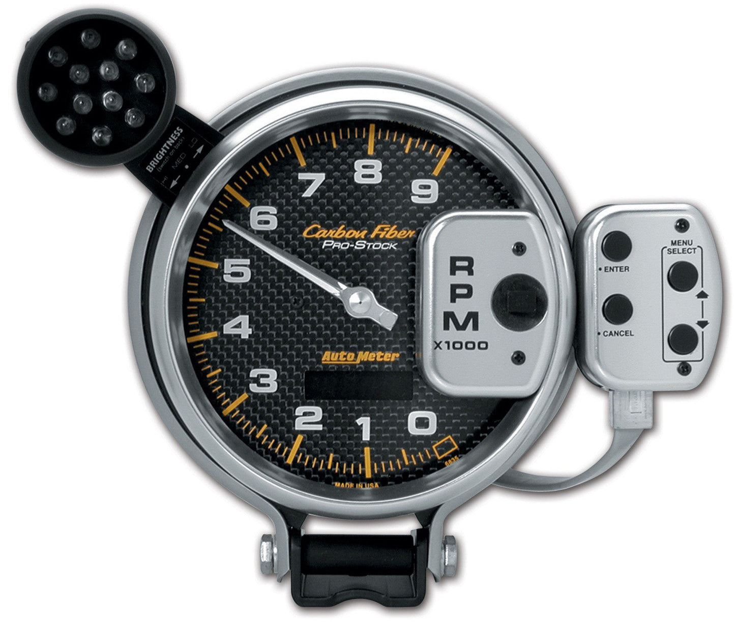 Autometer Carbon Fiber Pedestal Tachometer Gauge W/ Super Lite 5in - Universal