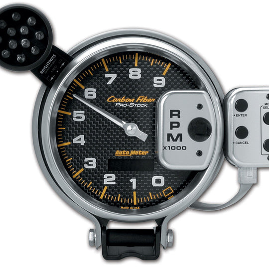 Autometer Carbon Fiber Pedestal Tachometer Gauge W/ Super Lite 5in - Universal