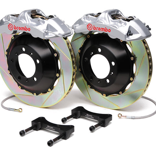 Brembo Gran Turismo 6 Piston Front Brake Kit Silver Slotted Rotors - 2008-2014 Subaru WRX / 2010-2011 Legacy 2.5i