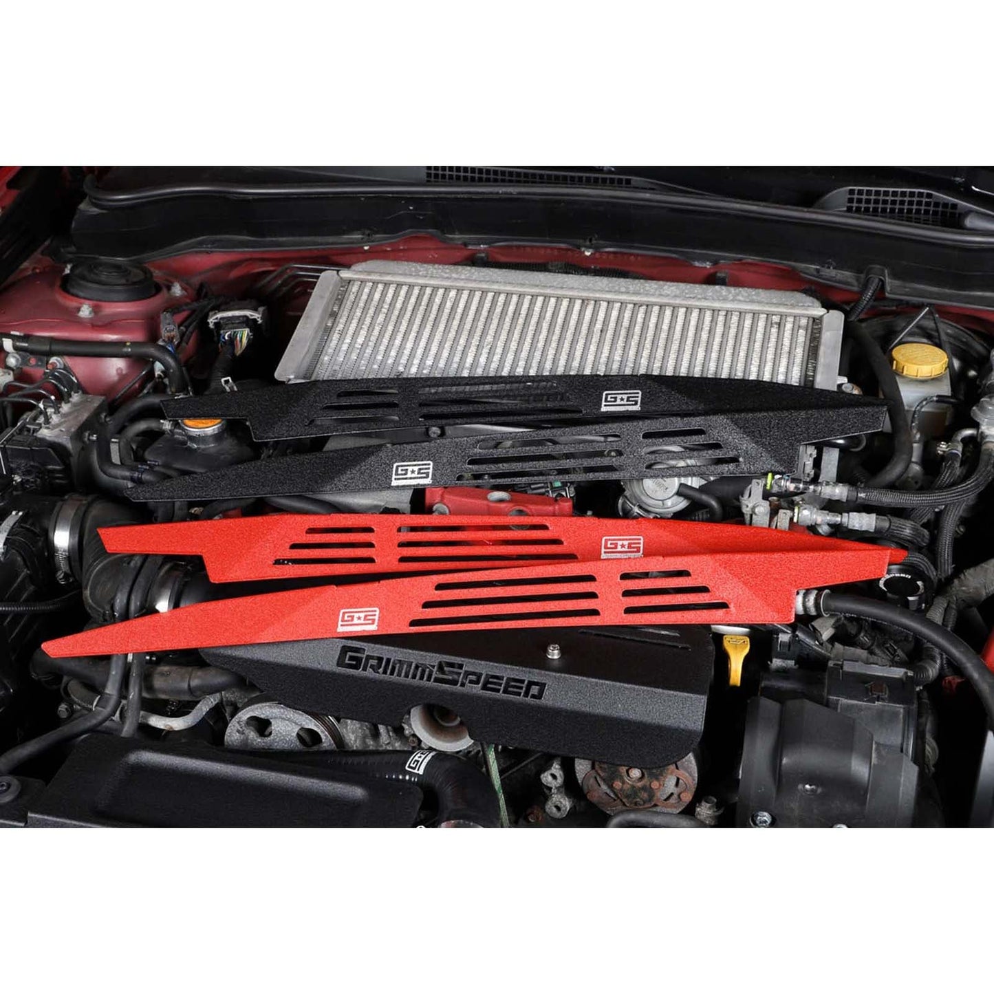 GrimmSpeed Fender Shrouds (Red) - 2008-2014 Subaru WRX / STI
