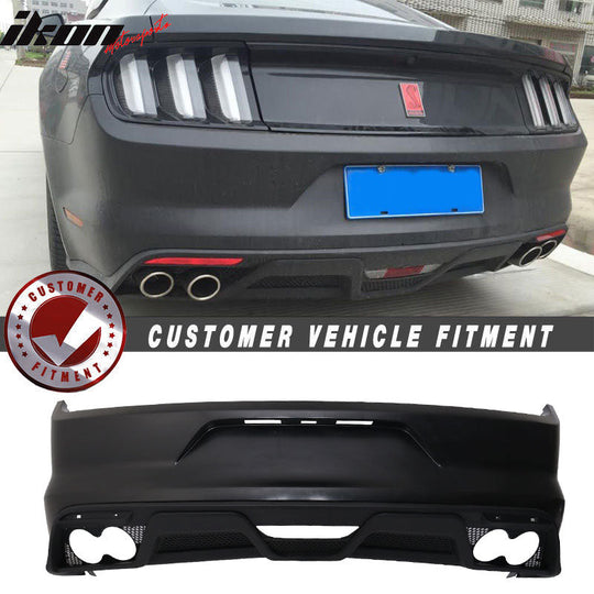 2015-2016 Ford Mustang GT350 Black Rear Bumper Kit With Diffuser