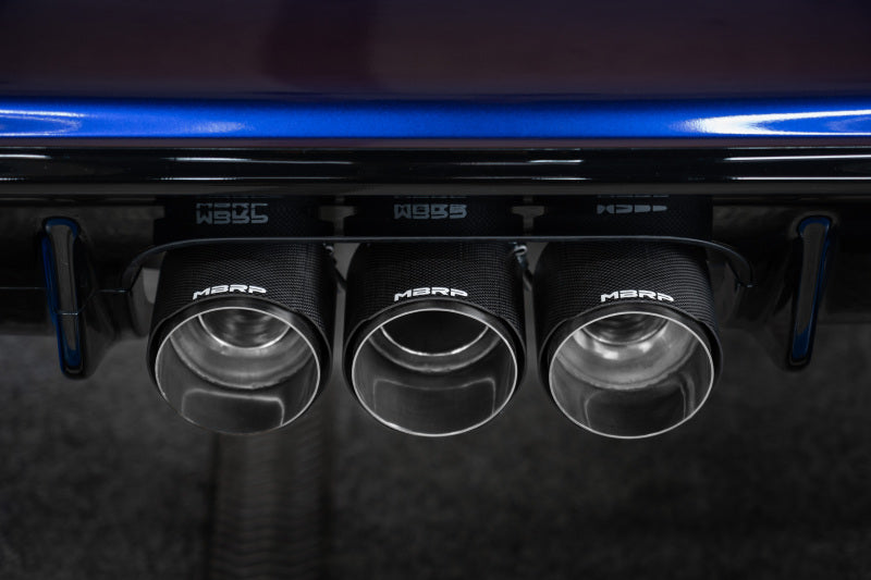 MBRP 23-24 Honda Civic Type R 2.0L T304 SS 3in Cat-Back Exhaust Triple Center Outlet w/ Carbon Tips (S49023CF)