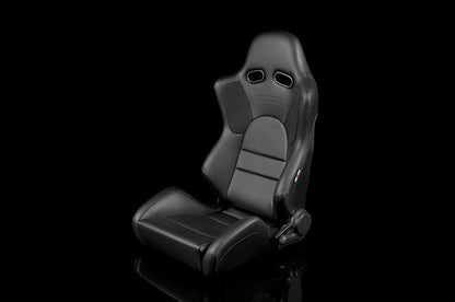 Braum Advan Series Sport Seats - Black Leatherette (Black Stitching) Pair - Universal