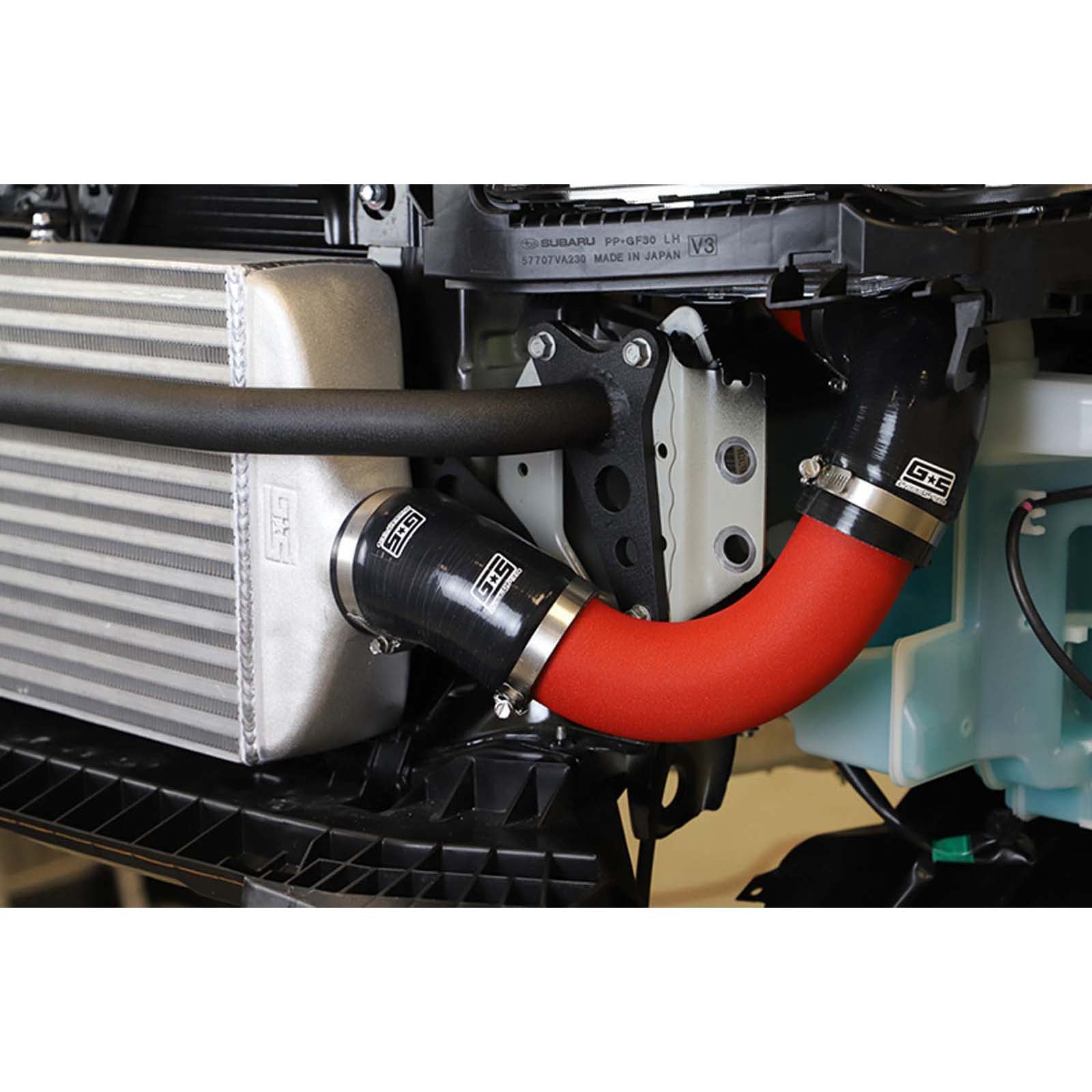 GrimmSpeed Front Mount Intercooler Kit Silver Core w/ Red Piping - 2015-2021 Subaru WRX