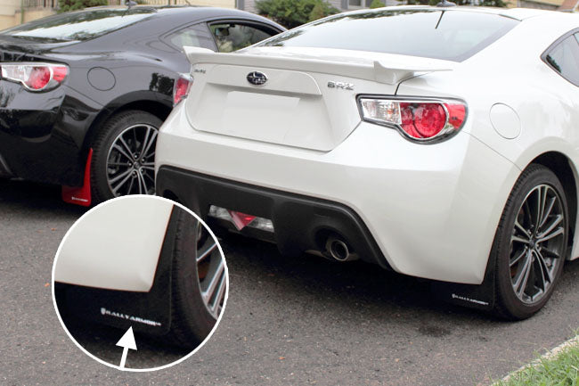 Rally Armor UR Mudflaps Black Urethane White Logo - 2013-2021 Scion FR-S / Subaru BRZ / Toyota 86