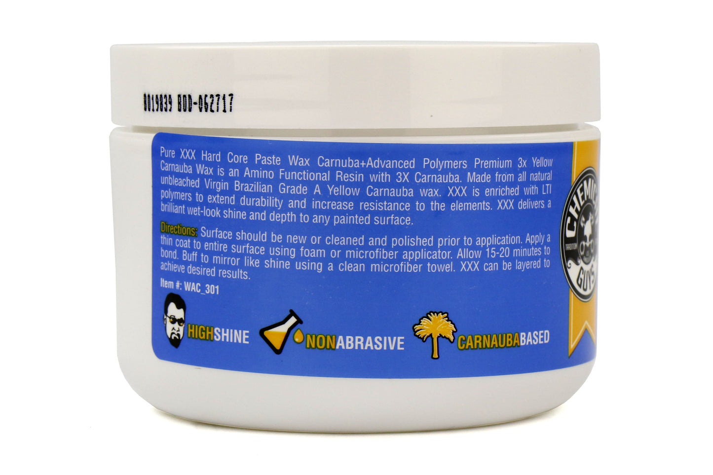 Chemical Guys XXX Hard Core Pure Carnauba Paste Wax (8 oz) - Universal