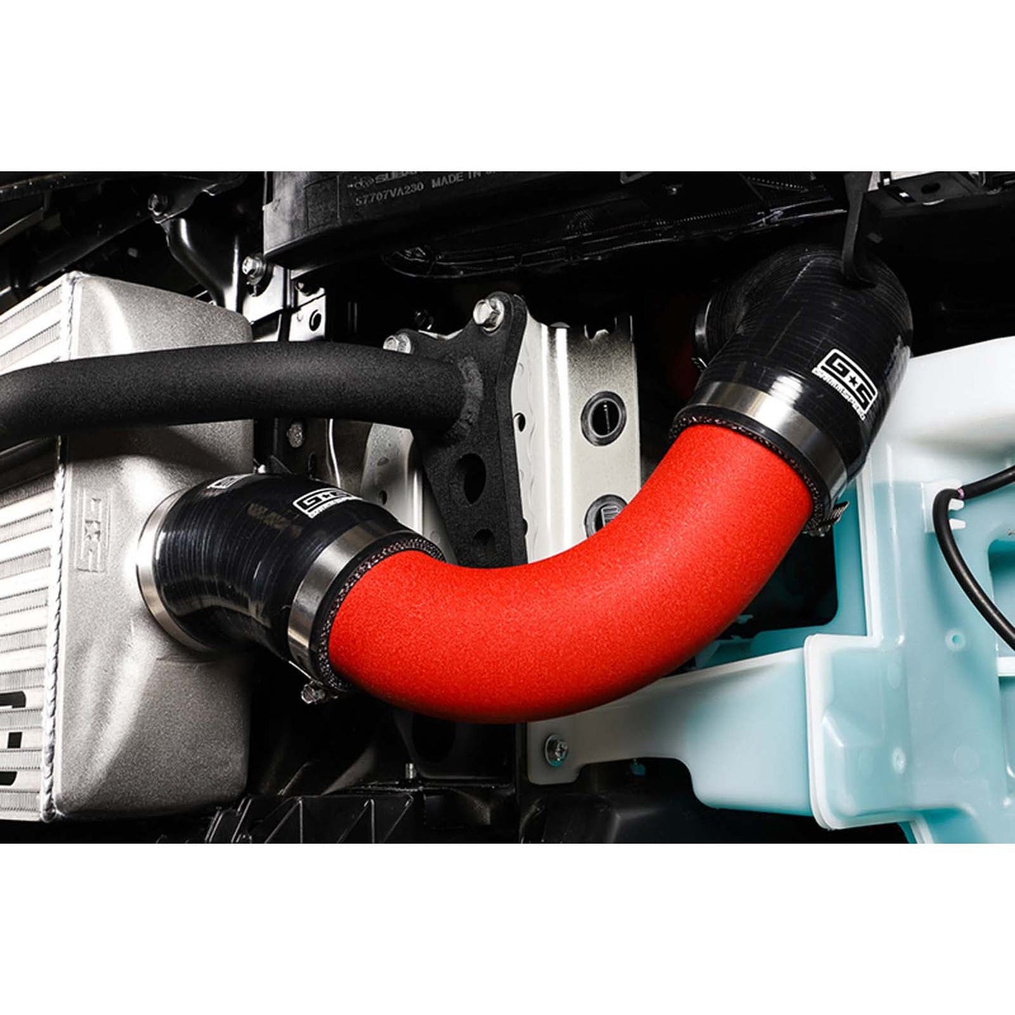 GrimmSpeed Front Mount Intercooler Kit Silver Core w/ Red Piping - 2015-2021 Subaru WRX