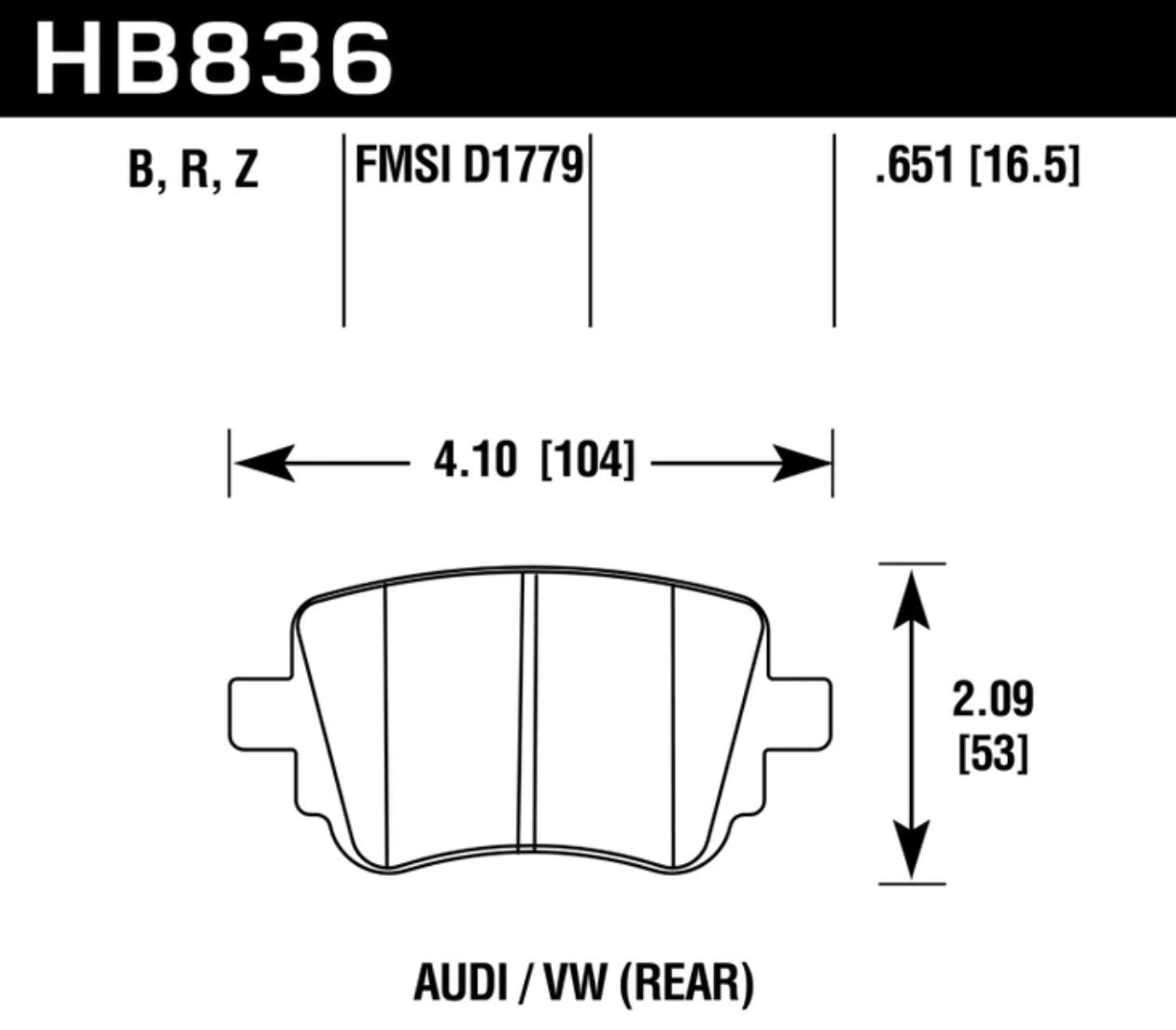 Hawk 15-17 Volkswagen Golf / 15-16 Volkswagen Golf GTI HPS 5.0 Rear Brake Pads