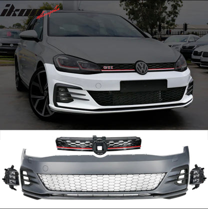 2017-2019 IKON motorsport Volkswagen Golf MK7 7.5 GTI Front Bumper w/ Fog Lights Grille