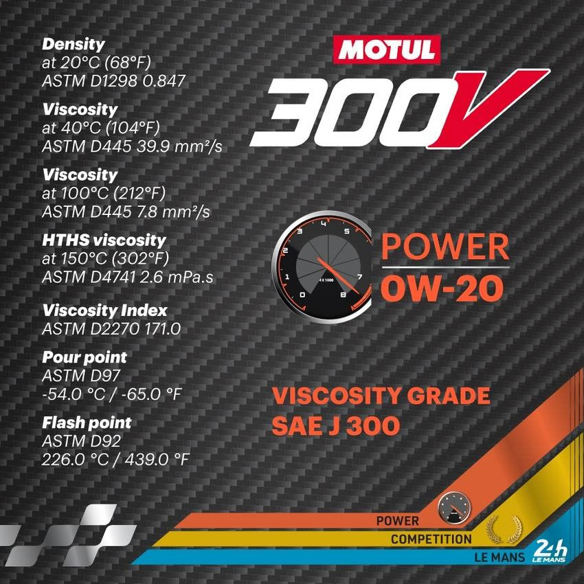 Motul 300V POWER 0W-20 Motor Oil (2 Liter) - Universal