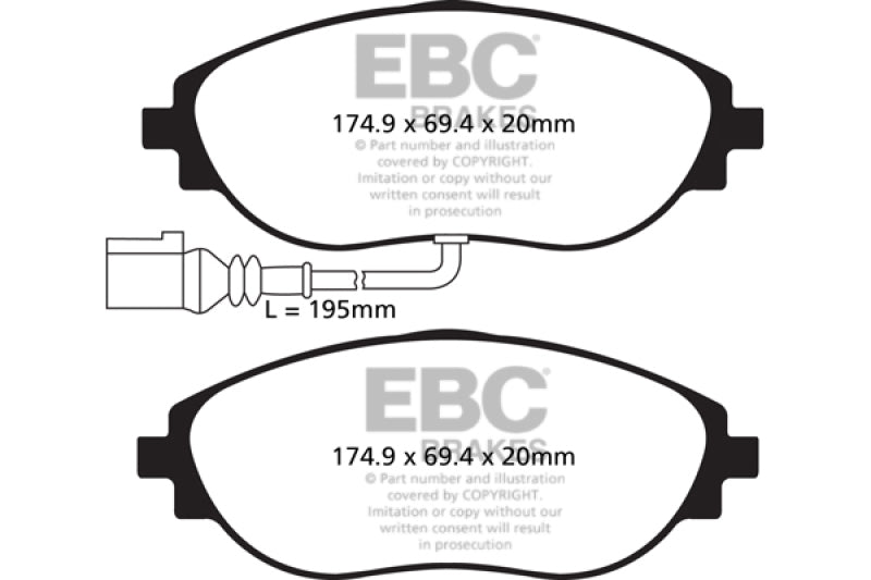 EBC 12+ Volkswagen CC 3.6 Greenstuff Front Brake Pads