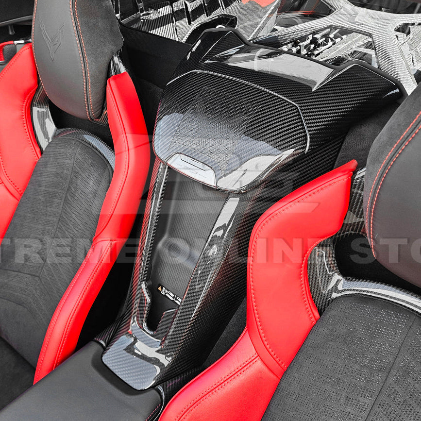 Corvette C8 DRY CARBON FIBER Waterfall Console Cover