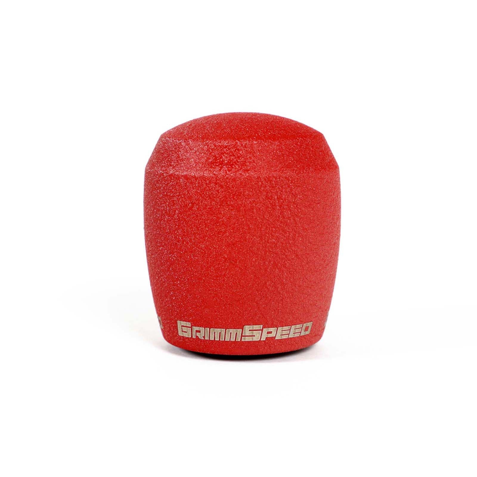 GrimmSpeed Stubby Shift Knob Stainless Steel Red w/ 5SPD Boot Retainer - Subaru 5MT Models (inc. 2002-2014 WRX)